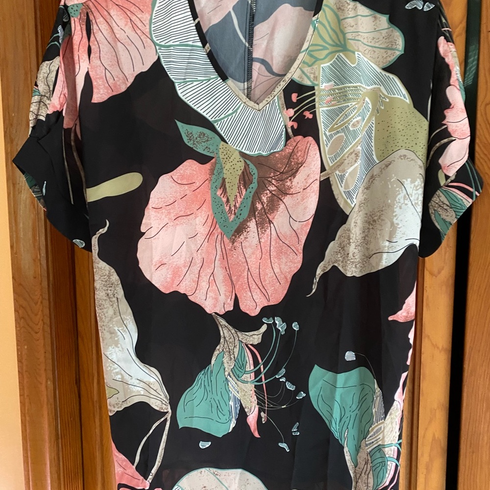 MLM Blouse, Multi tropical colors (Khaki)